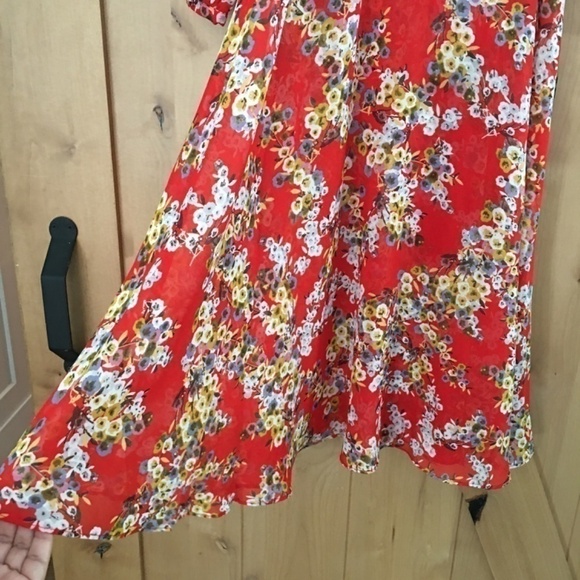 KAREN MILLEN Red Floral Ruffle Dress Size 6 - Picture 9 of 12